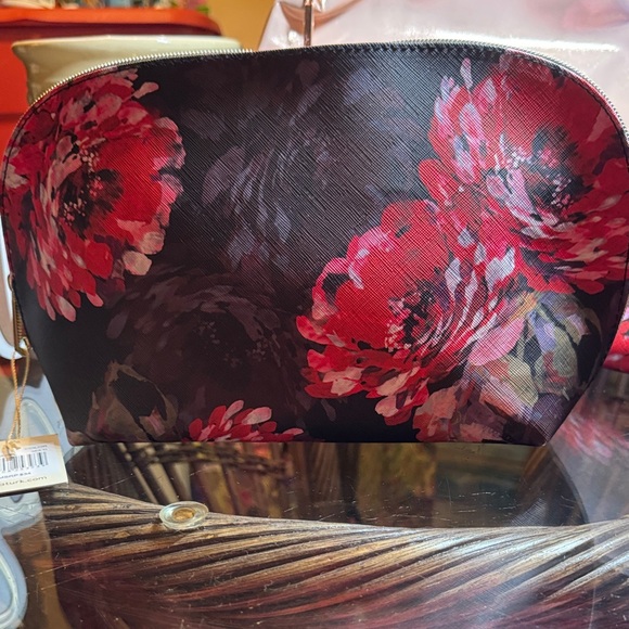 Trina Turk Handbags - Trina Turk Red and Black Floral Cosmetic Bag